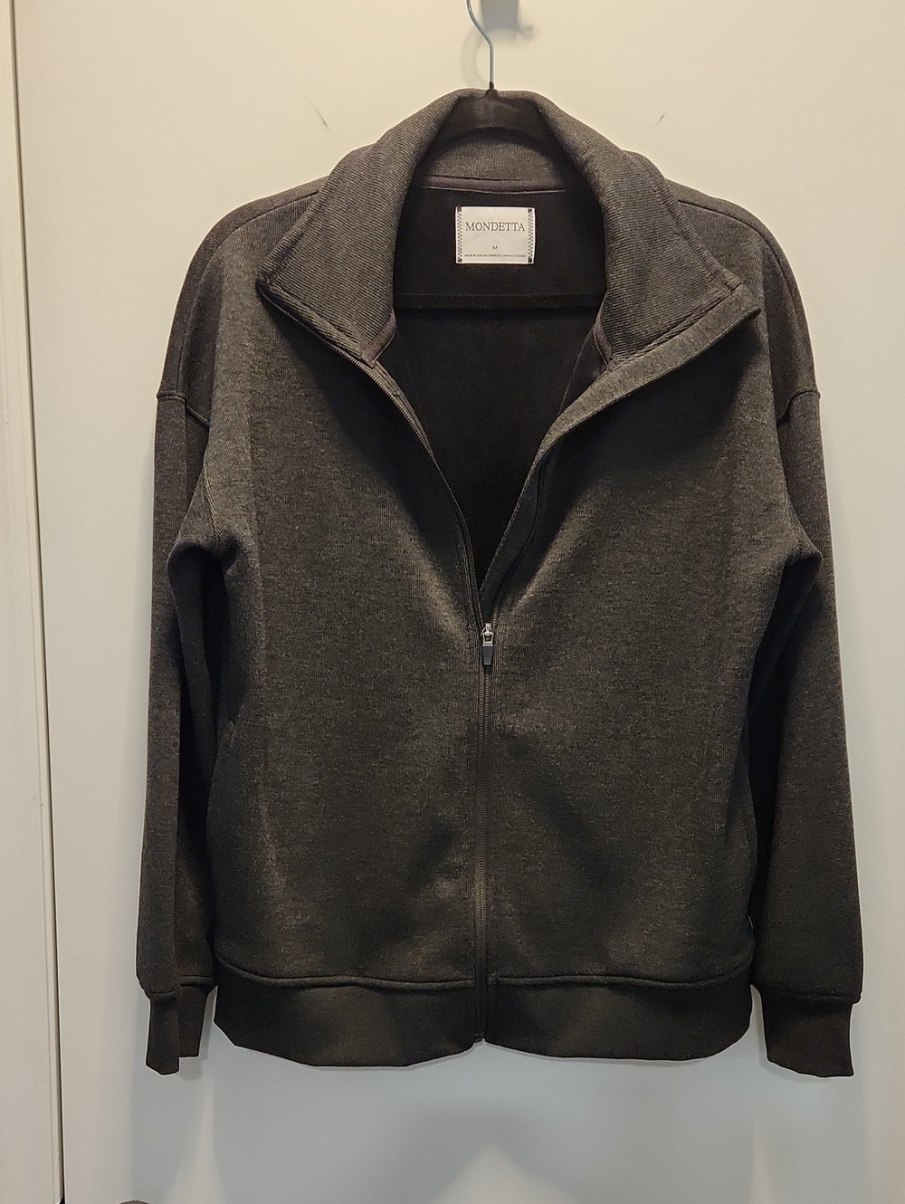 Mondetta Zip-Front Jacket in Charcoal Gray/Black Soft Linning